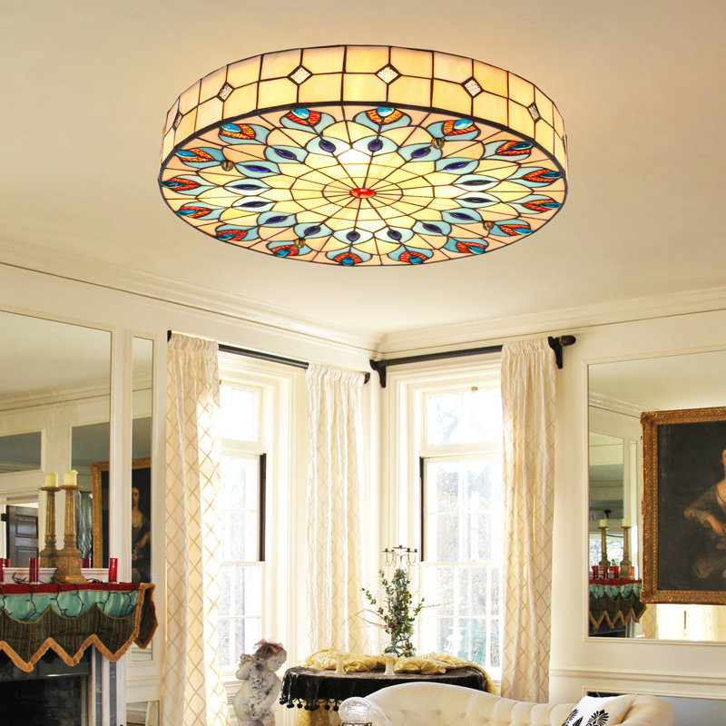 Plafonnier encastré rétro à 4 lumières à intensité variable de 20 po Tiffany