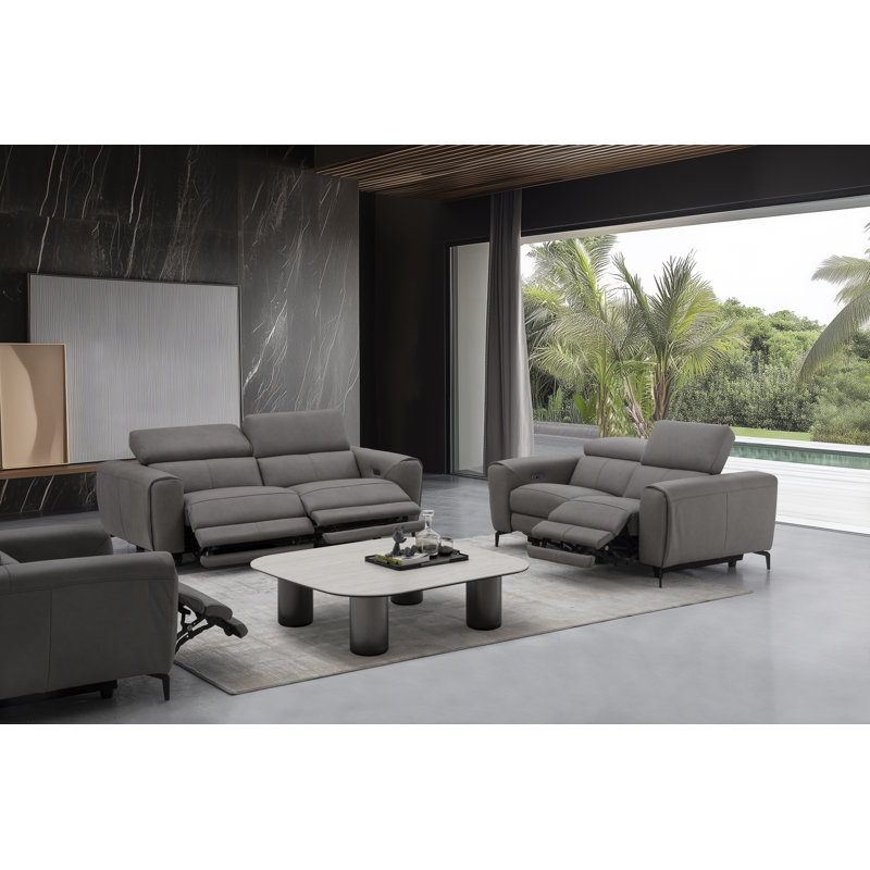 Gonsalez Upholstered Power Recliner, Truffle