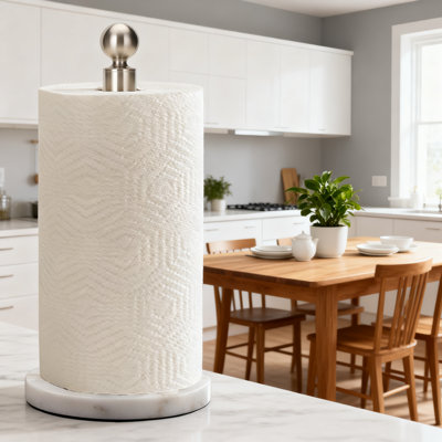Porte-papier essuie-tout à base lestée pour comptoirs de cuisine et de salle de bain, fonctionnement à une main avec patins en feutre anti-rayures et fabrication en acier inoxydable durable