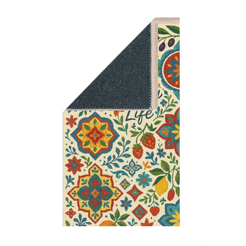 Mediterranean Tile 'Enjoy Life' Rug