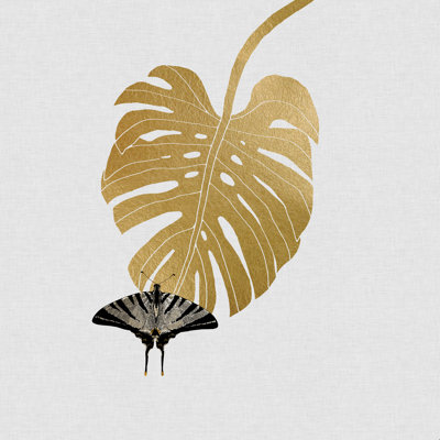 " Butterfly And Monstera Leaf "