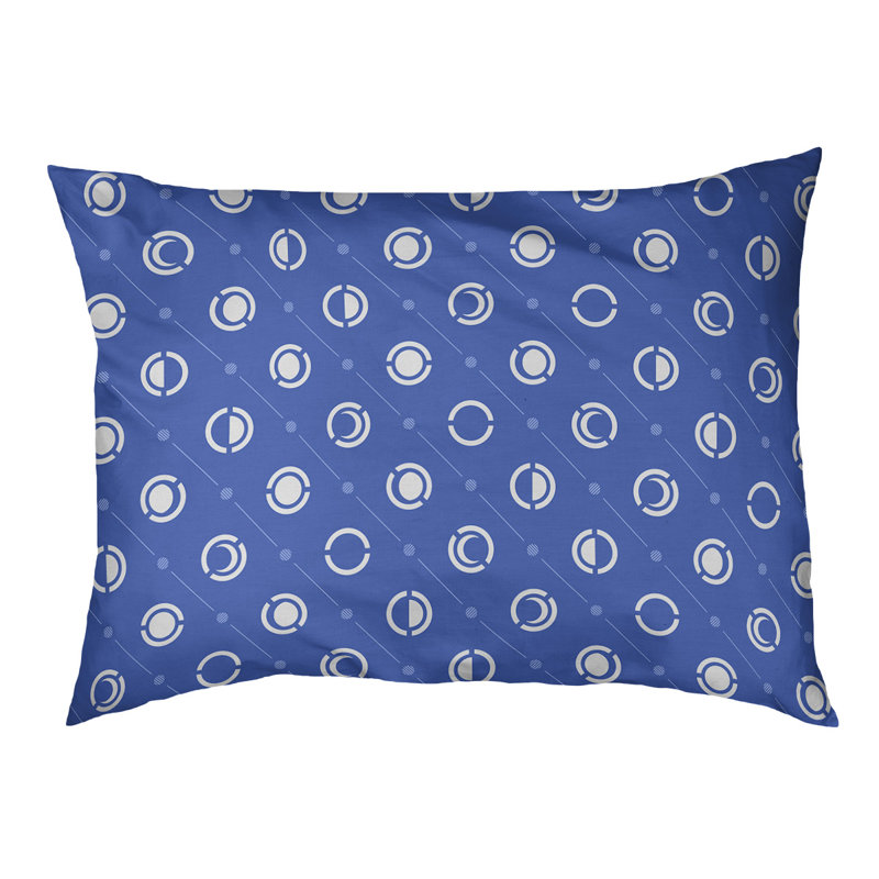 Coussin d’extérieur pour chien moon phases Chenault, Petit (l 28 po x P 6 po x H 18 po), Blanc / Bleu