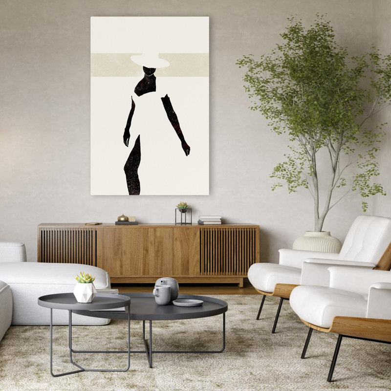 Noir et beige II - Art figuratif multicentrique, H 48 po x l 32 po