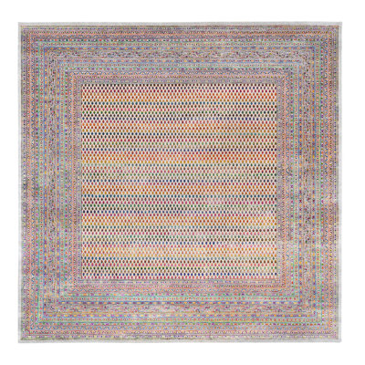 Tapis carré en laine multicolore 12 pi x 12 pi Sarouk Mir inspiré de motifs répétitifs Boteh D2DAC28E169B4507A95DE111B9209ECE