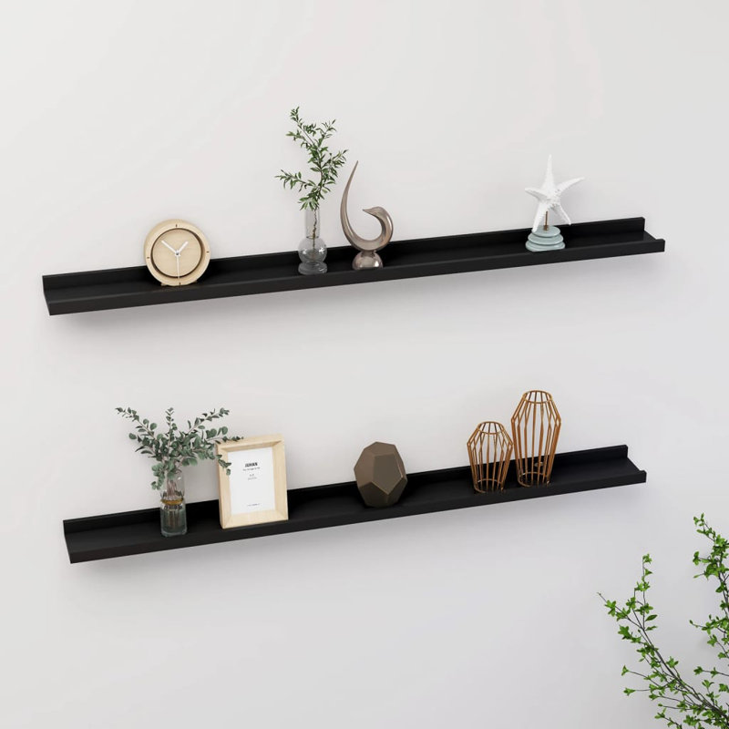 Gracelan 2 Piece Picture Ledge Wall Shelf, 3 cm H x 100 cm W x 9 cm D, Black