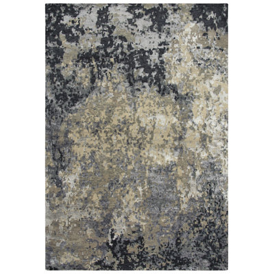 Tapis beige / gris en laine noué à la main