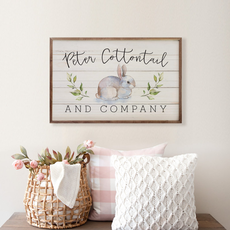 Peter Cottontail And Company Bunny Greenery Whitewash, 10" H x 16" W x 1" D