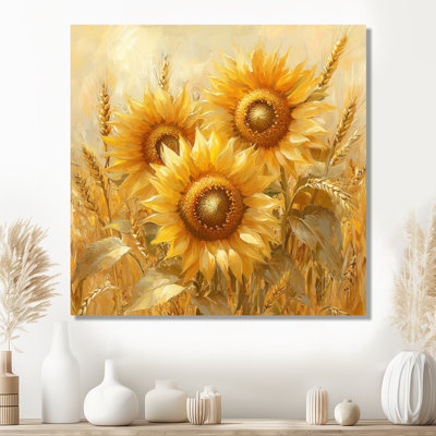"Tournesols" dans la basse-cour de blé - Art mural