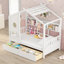 Lit simple en bois avec 2 tiroirs, lit pour enfant avec tablette de rangement, blanc