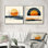 Abstrait noir et jaune lever de soleil III - décoration murale formes abstraites - art mural moderne 2 pièces