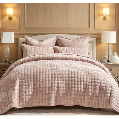 Ensemble de courtepointe en velours de très grande taille, couvre-lit matelassé toutes saisons avec 2 taies décoratives assorties