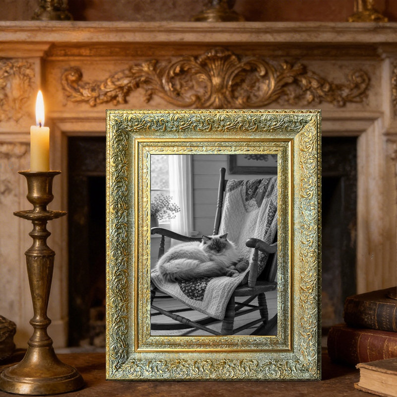 Cadre photo traditionnel doré antique 1PC 5 po x 7 po avec cadre PS léger, Or antique, 1, 5" W x 7" H