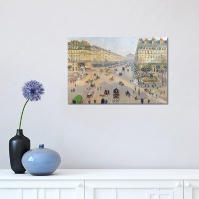 The Avenue De L'opera, Paris, Sunlight, Winter Morning, C by Camille Pissarro - Wrapped Canvas Painting