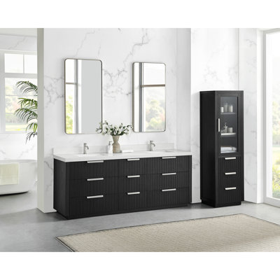 Allister 22in. Oak Weathered Black Storage Cabinet for Bathroom and Living Room