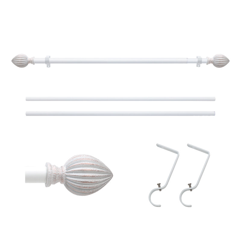 Tringle à rideaux réglable 1 largeur Hadel, 28" - 48", Blanc