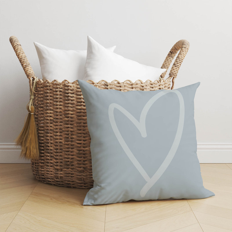Coussin Love, Bleu ardoise / bleu géométrique, H 20 po x l 20 po