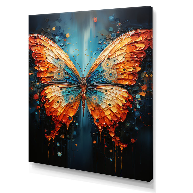 Humaima, surréalisme, le papillon cosmique sur toile, Toile tendue, H 20 po x l 12 po x P 1 po