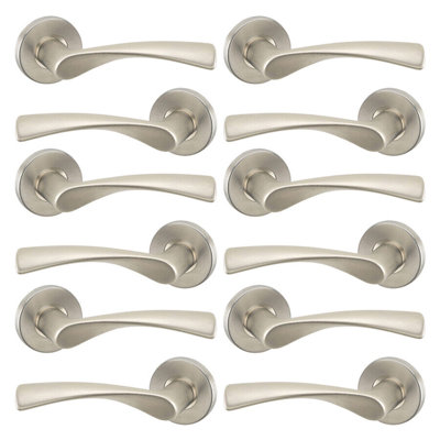 6x Metal Lever Latch Door Handles Set
