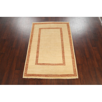 One-of-a-Kind 4'2" X 6'3" New Age Wool Area Rug in Beige