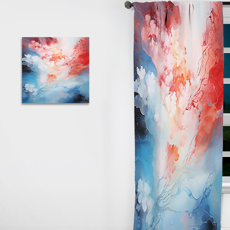 Lister feu et glace Tachisme Drift I - Rideau Tachisme - Velours obscurcissant - 1 panneau, L 52 po x L 90 po