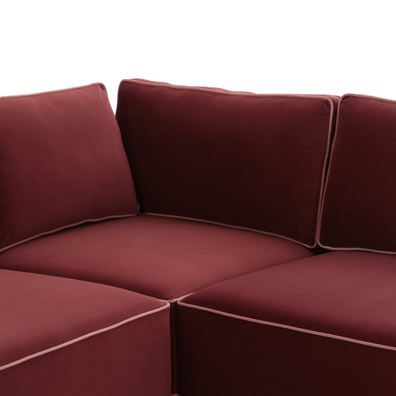 Clairah Misty Modular Large U Sectional, Velours rouge