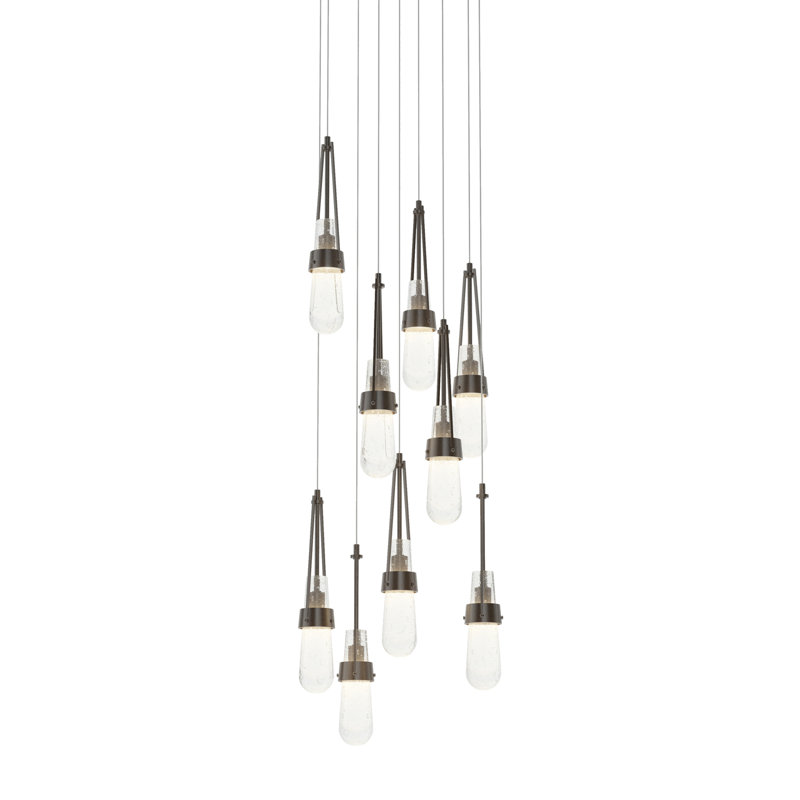Link 9 - Light Pendant, Long: 19" to 130", Clear Bubble Glass, Oil Rubbed Bronze