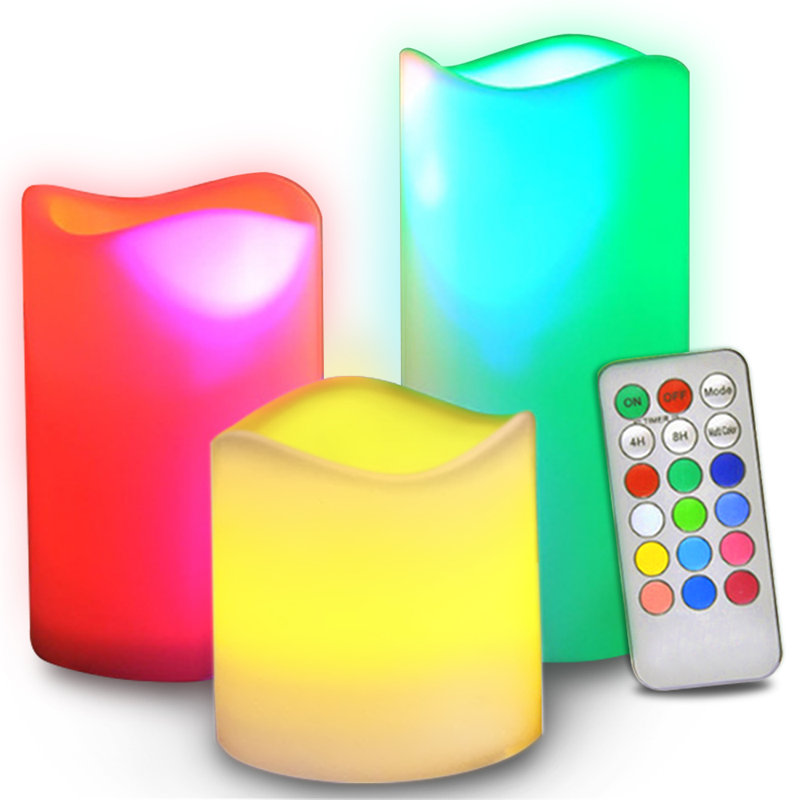 Bougies DEL sans flamme avec télécommande Scintillement réel et couleur ivoire véritable Bougies à piles avec télécommande et minuterie - 12 couleurs préréglées