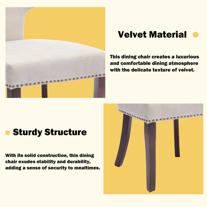 Ensemble de 4 chaises de salle à manger rembourrées T-Back, Beige