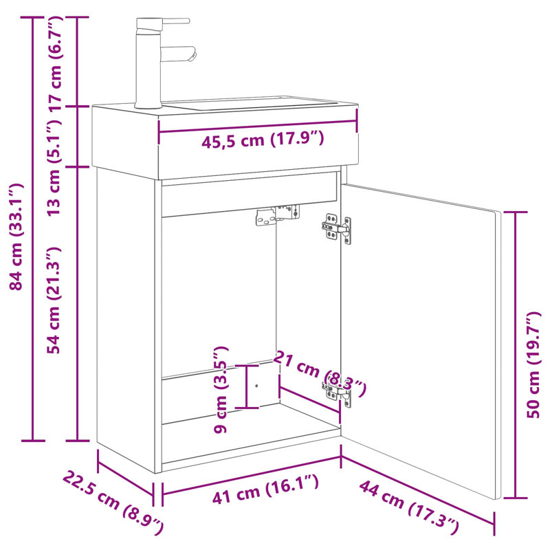 Single Bathroom Vanity with Ceramic Basin, White