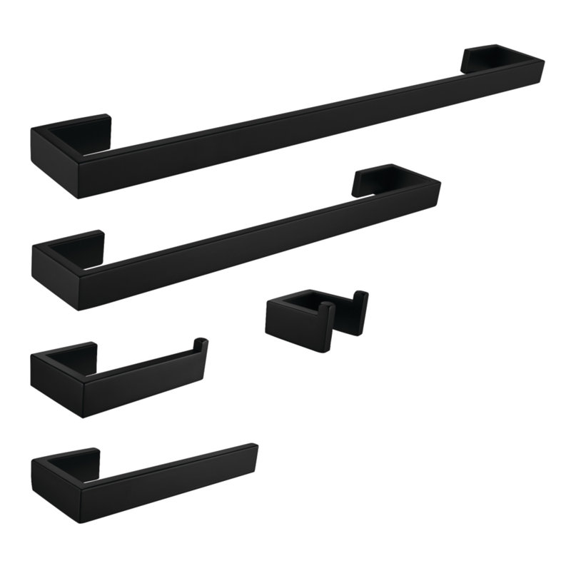 Kingston Brass BAHK6412478MB Lasdun 5-Piece Bathroom Accessory Set, Matte Black, Noir mat
