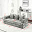 Canapé-lit convertible polyvalent, plancher en chenille noir pour le salon, conception modulaire personnalisable, éponge douce, compact à 3 niveaux, sans assemblage, coussin antidérapant confortable avec accoudoirs, matelas pliant-1050179208