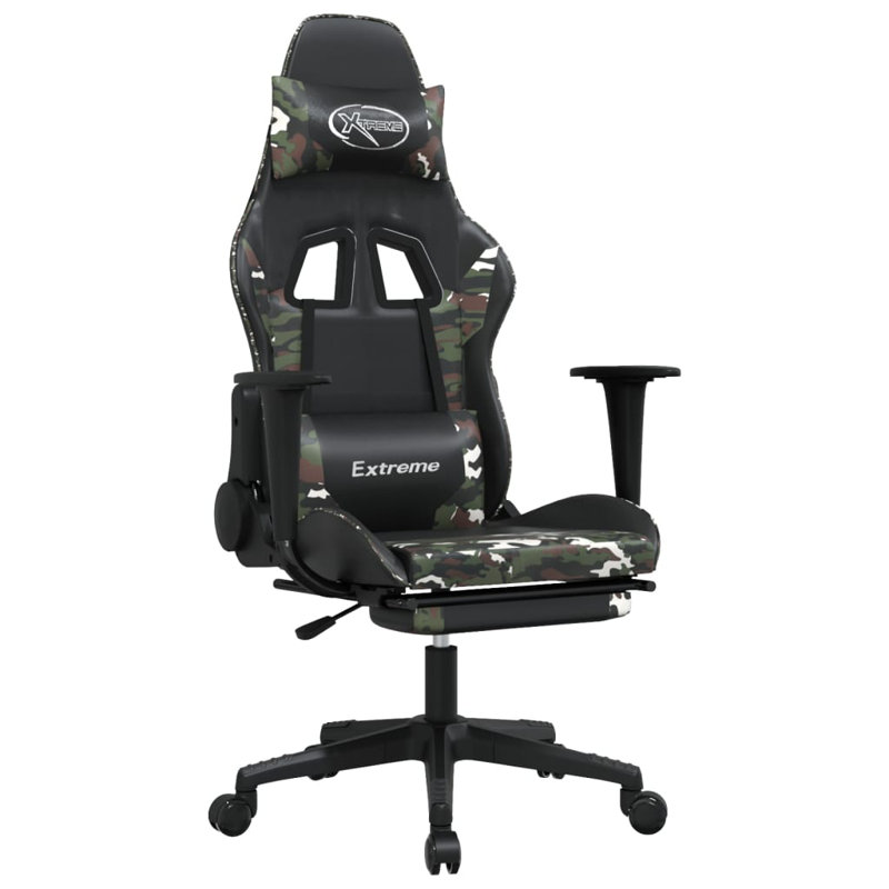 Fauteuil de massage avec repose-pieds, Noir / camouflage