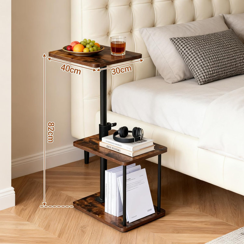 360° Swivel C-Shaped Side Table with Adjustable Height & Casters | Slides Under Sofa, Space-Saving for Living Room, Bedroom & Dorm