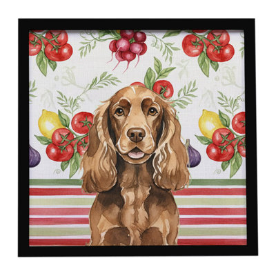 Liver English Cocker Spaniel Vegetables Framed Metal Print