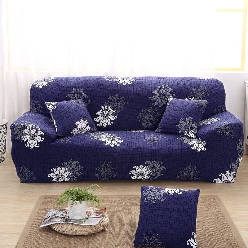 Élégante housse de canapé à coussin carré, Bleu