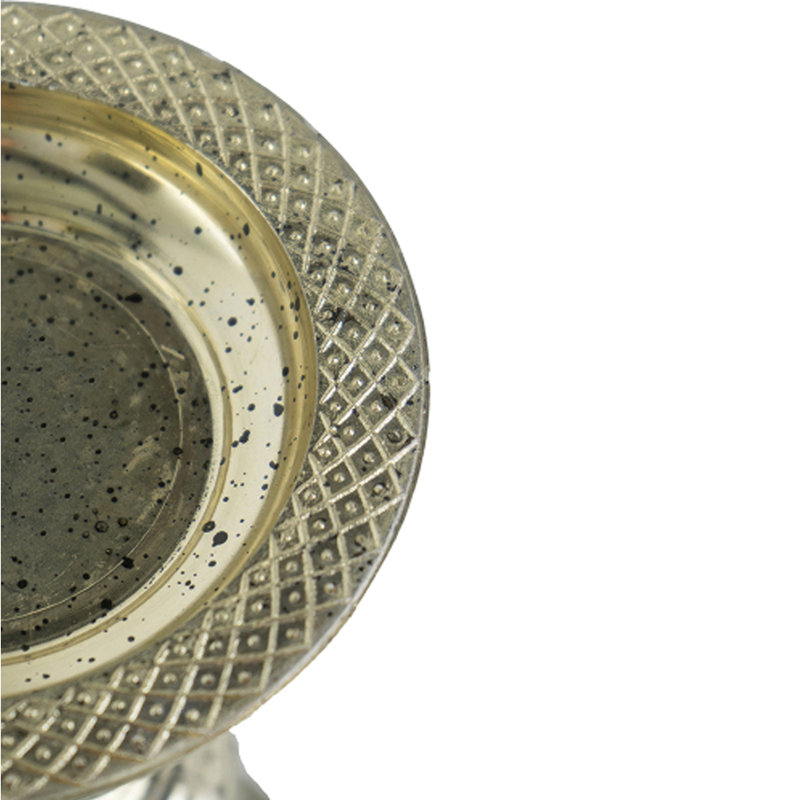 Porte-bougies en verre au mercure argenté, grand porte-bougie en verre argenté pour bougies pilier et décoration de table élégante
