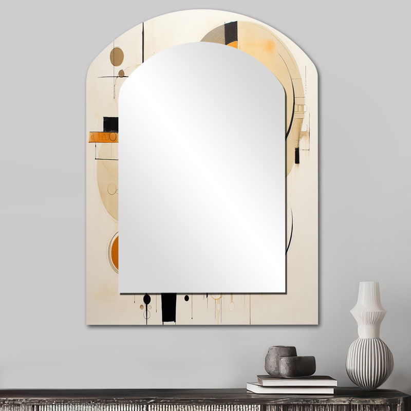 «A Sense Of Timelessness», aquarelle jaune noir II - peinture abstraite, miroir mural asymétrique, 34 po x 25 po