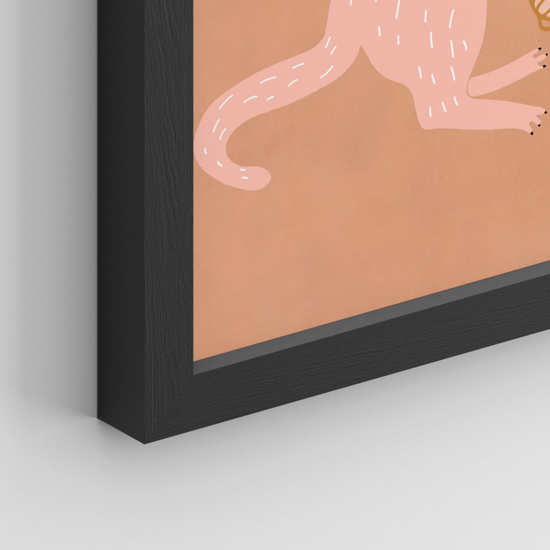 «Abstract Pink Cat» sur papier, Noir, H 14 po x l 11 po