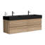 Meuble-lavabo 60 po avec lavabo en quartz noir mat et tiroirs noirs doux, meuble-lavabo mural flottant pour salle de bain moderne-445741081-445741079