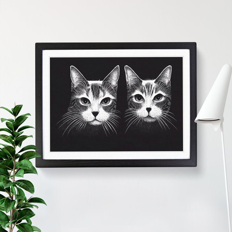 Two Cats Vol.1 - Framed Print, Black, 25cm H x 34cm W x 2cm D