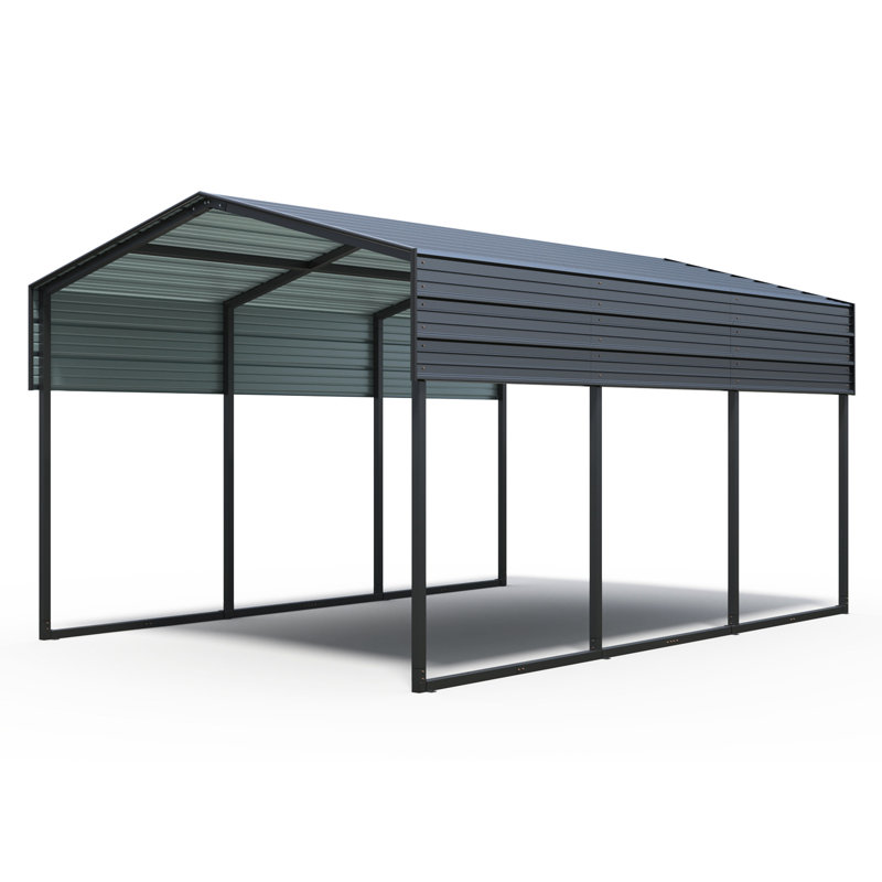 10'W X 15'D Metal Carport With Galvanized Steel Roof - Heavy Duty For Vehicle Garage Outdoor 10 X 15 Ft, Shelter