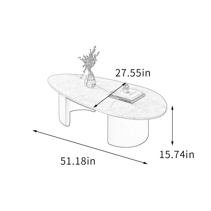 Table basse Modern Simplicity avec base en métal, H 15,74 po x L 51,18 po x l 27,55 po, Gris clair, Noir