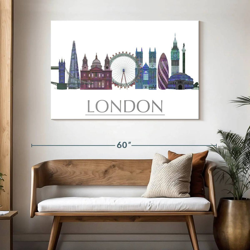 Rorry London Skyline Coloured Buildings, 32" H x 48" W