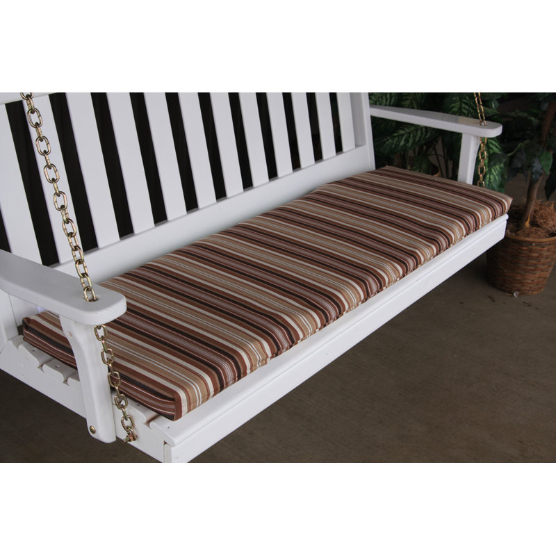 Outdoor Bench Seat Cushion, Maroon Stripe, 2" H x 68" W x 17" D