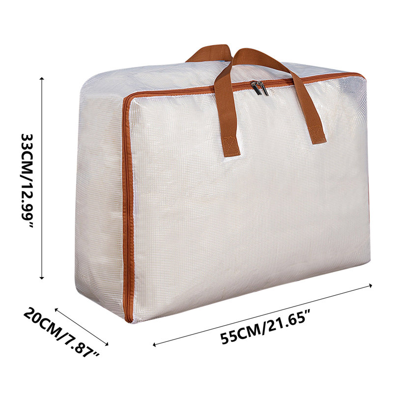 Transparent Quilt Storage Bag-packing Bag-moving Thickened Sorting Bag- Mesh Clip Cloth- Large Capacity Luggage Bag, Pink