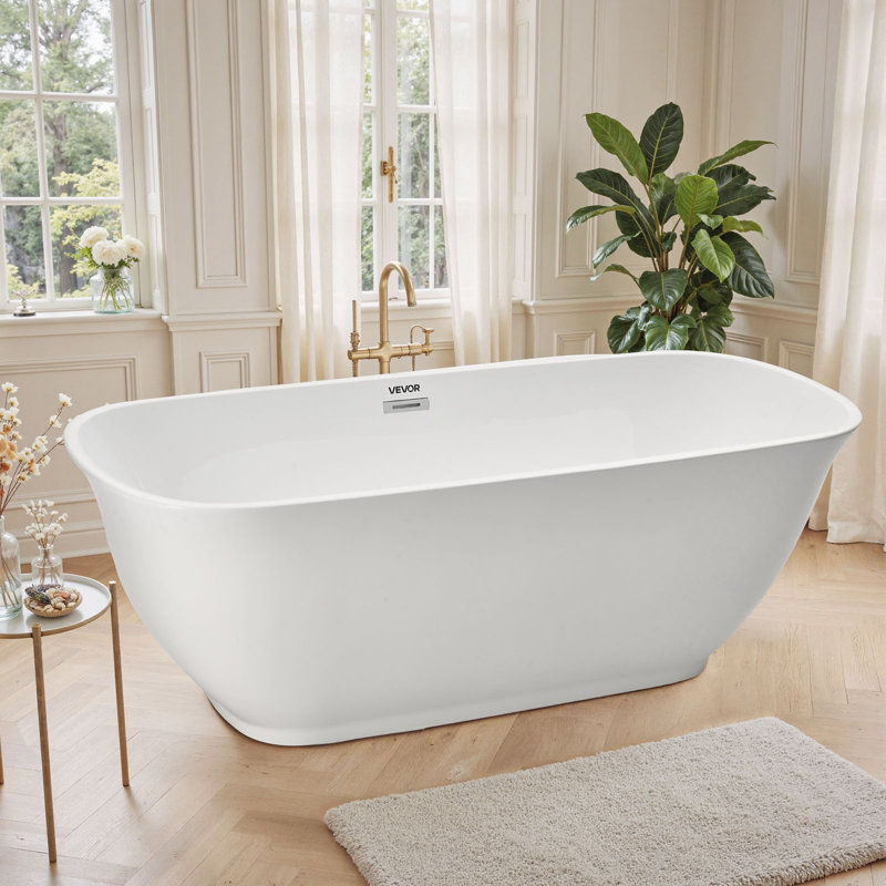170.2mm x 74.9mm Freestanding Soaking Acrylic Bathtub