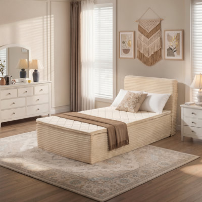 Aucun lit plateforme tapissier avec matelas à ressorts, aucun assemblage requis