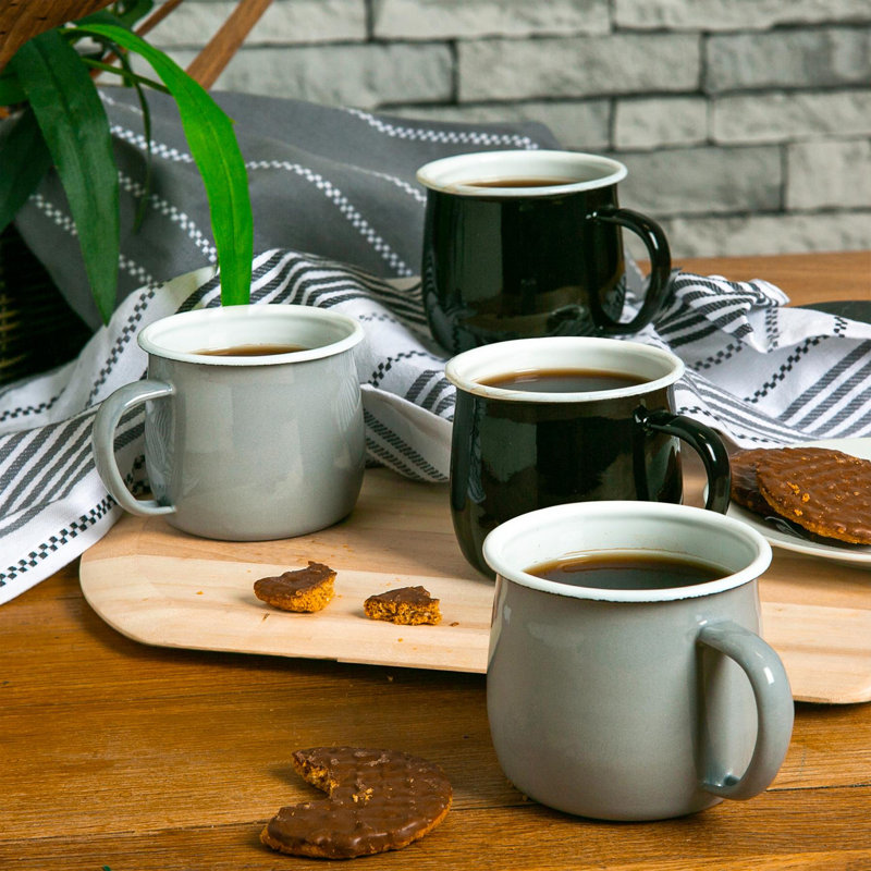 Enamelware Camping Mug, Black/Grey, 6