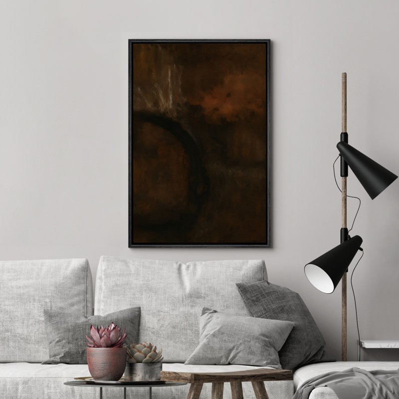 Moody Earth Tones Abstract Modern Decor - reproduction d'art sur toile encadrée, Noir, H 24 po x l 16 po