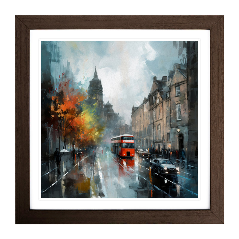 City Of Edinburgh Impressionism No.1 - Single Picture Frame Print on Wood, Walnut